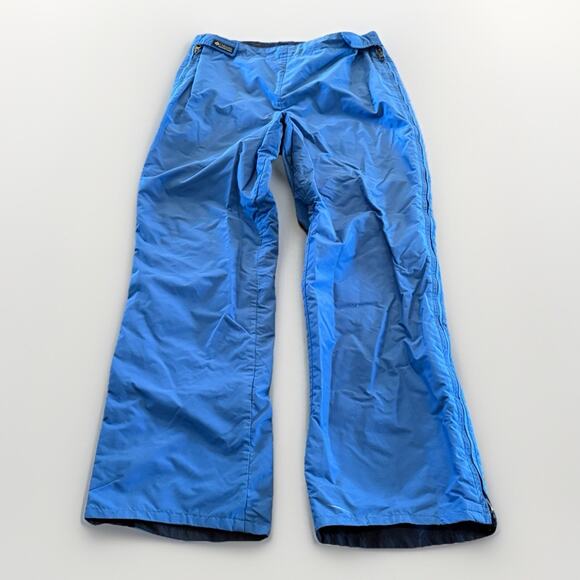 Vintage Columbia Mens Blue Nylon Snow Waterproof Pants Sides Full Zip Size L - Picture 1 of 9